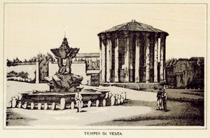 Róma: Vesta temploma (litho) alkotó: Italian School