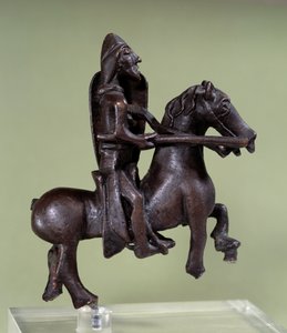 Román művészet: bronz lovag szobrocska páncéllal. Az olasz iskola bronzszobra. 11. vagy 12. század. Párizs, Louvre Múzeum alkotó: Italian School