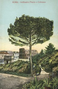 Róma, Olaszország, Amfiteátrum és Colosseum (színes lithó) alkotó: Italian School
