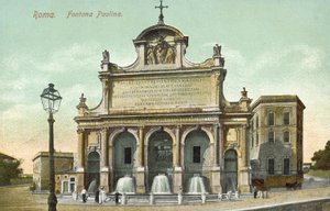 Róma, Olaszország, Fontana Paolina (színes litográfia) alkotó: Italian School