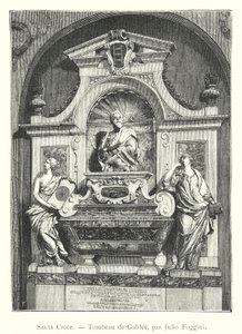 Santa Croce, Galilea sírja, Julio Foggini (metszet) alkotó: Italian School