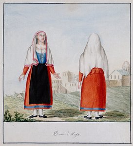 Bosa szardíniai jelmezei, nyomtatott ms.258, Luzzetti Collection alkotó: Italian School