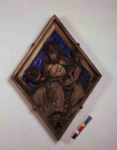 Szaturnusz, dombormű a Campanile-ból (kerámia és márvány) alkotó: Italian School