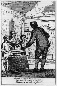 A Polenta eladója Velence (Venezia) utcáin a XVIII. alkotó: Italian School