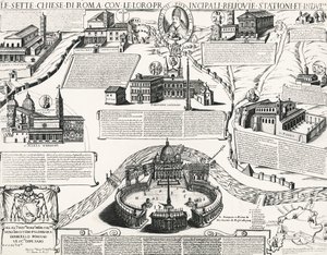 Róma hét temploma VII. Sándor (1655-1667 pápa) portréjával, Olaszország alkotó: Italian School