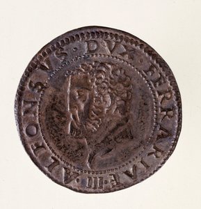 Ezüst érme (testkő) Ferrarából (Ferrara): II. Alfonso d