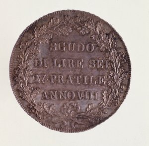 Ezüst ecu Milánóból. 1800.06.16. Átm. 3,9 cm Nápoly, Régészeti Múzeum alkotó: Italian School
