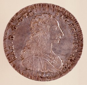 Ezüst Piastra Nápolyból: III. Károly spanyol uralkodása (1716-1788) és portré. 1750. Átmérő. 4 cm Nápoly, Régészeti Múzeum alkotó: Italian School