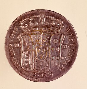 Ezüst piastra Nápolyból: III. Károly spanyol uralkodása (1716-1788). 1750. Átmérő. 4 cm Nápoly, Régészeti Múzeum alkotó: Italian School