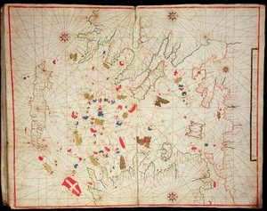 Az Égei-tenger, egy tengeri atlaszból, 1646 (tinta pergamen) (lásd még: 330940) alkotó: Italian School