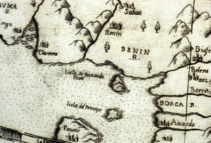 A Benini-öböl (korábban Dahomey), a Guineai-öböl része, Urbano Monte térképe alapján alkotó: Italian School
