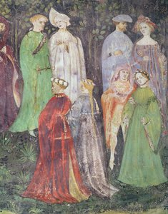 Június hónap, sétáló nemesek és nők részlete, 1400 körül (freskó) alkotó: Italian School