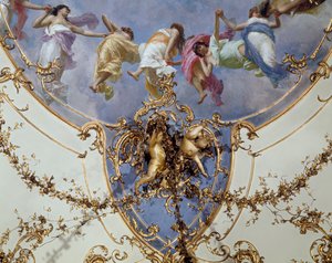 A „Sala di Rappresentanza” (képviselők csarnoka) a táncoló nimfákat ábrázoló freskó részlete (freskó) alkotó: Italian School