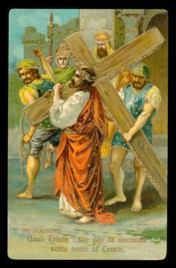 A keresztút stációi (14 darabos sorozatból) (színes litográfia) alkotó: Italian School