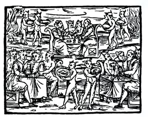 A Boszorkányok szombatja, egy illusztráció másolata a Compendium Maleficarumból, Fr M Guacciustól, Milánó, 1608, a Varázstörténetben használt, a 19. század végén megjelent. alkotó: Italian School