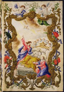 A keresztény jó halála, a Buona Morte világi céhének Mariegolájából, 1712-1714 körül (tinta pergamen) alkotó: Italian School