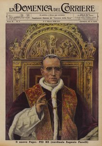 Az új pápa, XII. Pius (Eugenio Pacelli bíboros) (színes litográfia) alkotó: Italian School