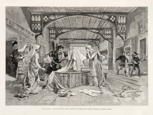 Giuseppe Verdi Falstaff című operájának kosár jelenete (II. felvonás, második rész, I. jelenet) a L