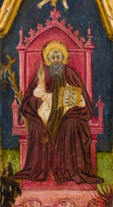 Triptichon: Szent Antal apát trónolva, Szent Pál remete és Szent Onofriusz, részlet, 14. század közepe (tempera, tábla) alkotó: Italian School