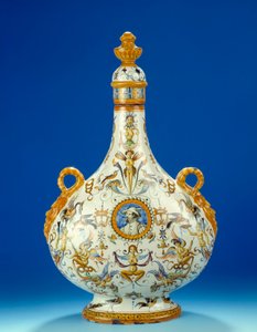 Majolika (majolika) tök alakú váza az olaszországi Fontana fajanszgyáraiban, Urbinoban 1570-1580 Párizs, Musee du Petro Palais alkotó: Italian School