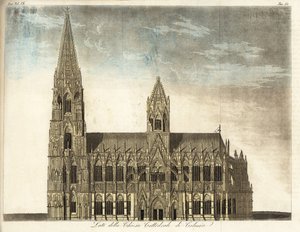 Kilátás a kölni dómra, Németország (kézzel színezett rézmetszet) alkotó: Italian School