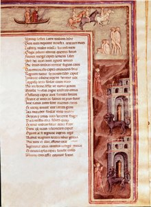 Kilátás az alvilágra, karakterek és szörnyek, illusztráció a Furious Herculeshez, Seneque (miniatűr) alkotó: Italian School