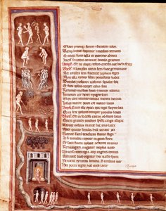 Látvány az alvilágról, szereplők és szörnyek, vándor lelkek az alvilág köreiben, Seneque illusztrációja Dühös Herkuleshez (miniatűr) alkotó: Italian School