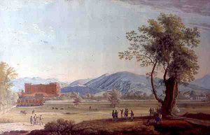 Kilátás a villára és a parkra (akvarell, papír) alkotó: Italian School