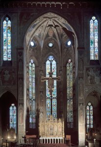 Kilátás a Santa Croce-templom cappella maggiore-jára, freskókkal, 14. század eleje alkotó: Italian School