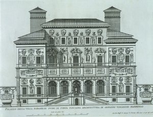 Kilátás a Villa Borghese homlokzatára, Rómában alkotó: Italian School
