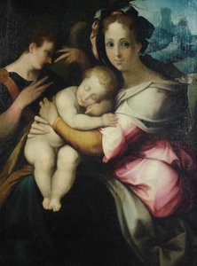 Szűzanya és gyermeke, ismeretlen toszkánai művész, 16. század közepe (olaj, vászon) alkotó: Italian School