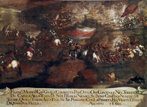 Candia háború (kréta):: "" Chania csata Francesco Morosini (1619-1694) vezetésével 1660 augusztusában" (krétai háború (1645-69): Francesco Morosini által vezetett Canea támadása 1660 augusztusában) velencei iskola alkotó: Italian School