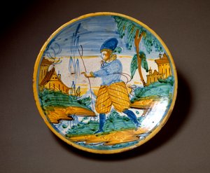 A nemesség fiatalembere. Az olaszországi Viterbóban gyártott kerámialemez. 16. század vége Firenze, Museo Nazionale del Bargello alkotó: Italian School