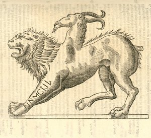 Monstrosae cuiusdam Chimaerae illusztrációja az Aldrovandis Szörnyek története , 1642 - ből alkotó: Italian School