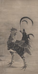 Kakasok, tyúk és csibék, egy pártól balra, 1795 alkotó: Ito Jakuchu