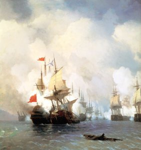 Orosz: "Csata a Hioszi-szorosban 1770. június 24-én " Hioszi csata 1770. június 24-én