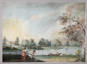 A tavak Alekszej Kirillovics Razumovszkij gróf városi birtoka előtt Moszkvában, az 1800-as évek eleje