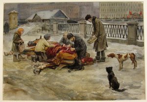 Petrográd 1918-ban az akvarellsorozatból Orosz forradalom, 1918