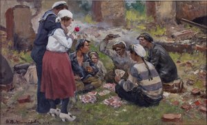 Vlagyimirov, Ivan Alekszejevics (1869-1947) tengerészei. Olaj, fa alkotó: Ivan Alexeyevich Vladimirov
