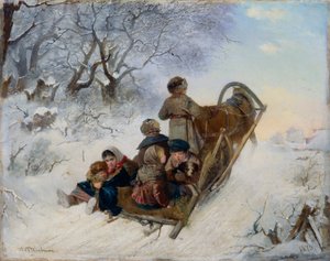 Gyerekek lovasszánon, 1870 alkotó: Ivan Andreyevich Pelevin