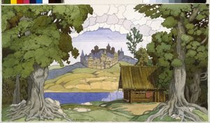 Alekszej Vertovski (1799-1862) "Askold sírja"" című operájának dekorációja. Ivan Jakovlevics Bilibin (Bilibin) (1876-1942) munkája, akvarell papíron alkotó: Ivan Yakovlevich Bilibin