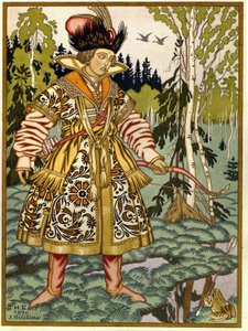 Iván herceg és a béka hercegnő. (Iván Tsarevics és a békahercegnő). Orosz hagyományos mese. Ivan Jakovlevics Bilibin (Bilibin) (1876-1942) munkája, akvarell és gouache papíron alkotó: Ivan Yakovlevich Bilibin