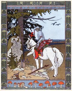 Iván cárevics, a tűzmadár és a szürke farkas, 1899 körül (kőnyomat) alkotó: Ivan Yakovlevich Bilibin