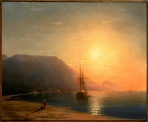 Naplemente Ajudag mellett, a krími tengerparton alkotó: Ivan Konstantinovich Aivazovsky