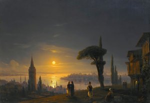 A Galata-torony holdfényben, 1845.