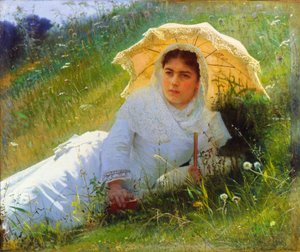 Egy forró nap a fűben. Délben, 1883 alkotó: Ivan Kramskoy