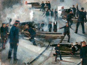 Fegyverek legénysége, Dartmouth Point Battery kazamaták, Dartmouth Castle, 19. század vége, 1990-es évek. alkotó: Ivan Lapper