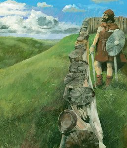 Vaskori ember a Liddington Castle Hillfortban, Swindon, Wiltshire, 1994 alkotó: Ivan Lapper