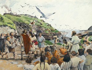 Tintagel kastély Arthur király legendás szülőhelye, Cornwall, sötét középkor, 1994.