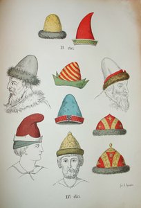 15. és 16. századi orosz fejfedők, 1850-1852 alkotó: Ivan Mikhaylovich Snegirev